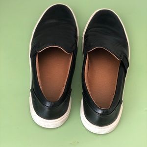 Frye Italian Black Leather Slip On Sneakers